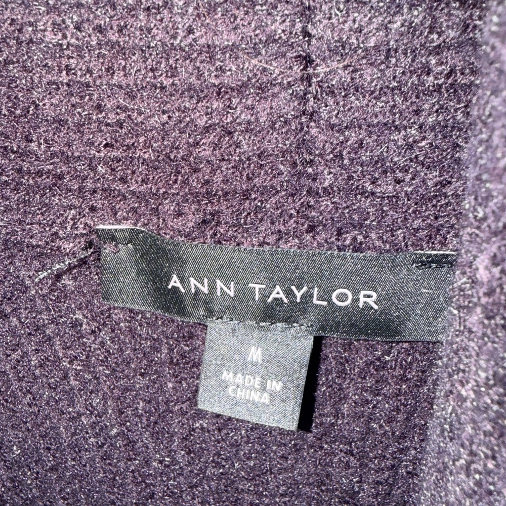 Ann Taylor Deep Purple Open Front Knit Cardigan Sweater Medium - Picture 2 of 3